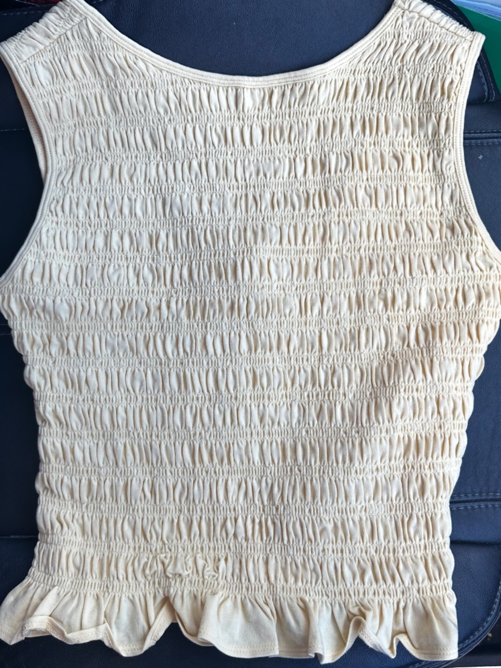 Pastel yellow ruched tank top size small